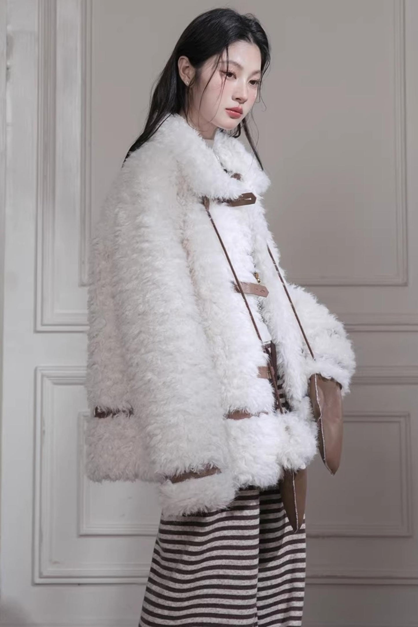 Velvet Curly Fur Coat Set