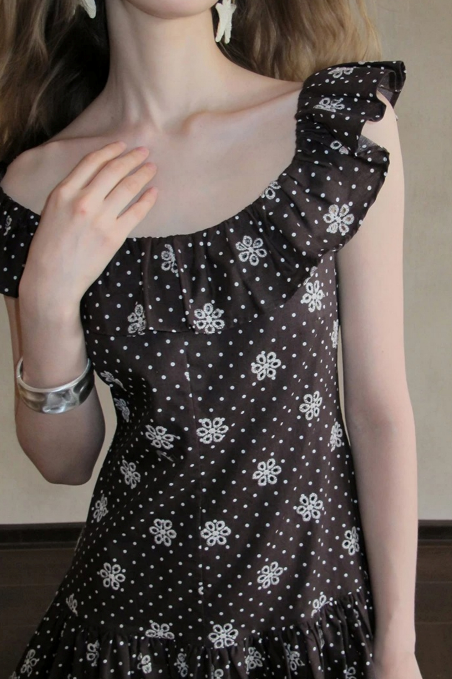 Embroidered One-Shoulder Dress