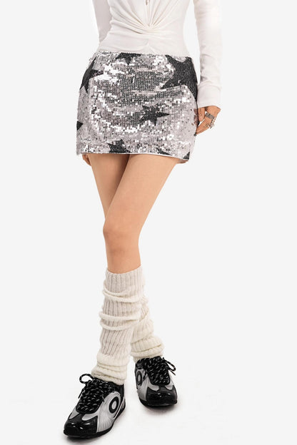 Y2K Metallic Sequin Mini Skirt