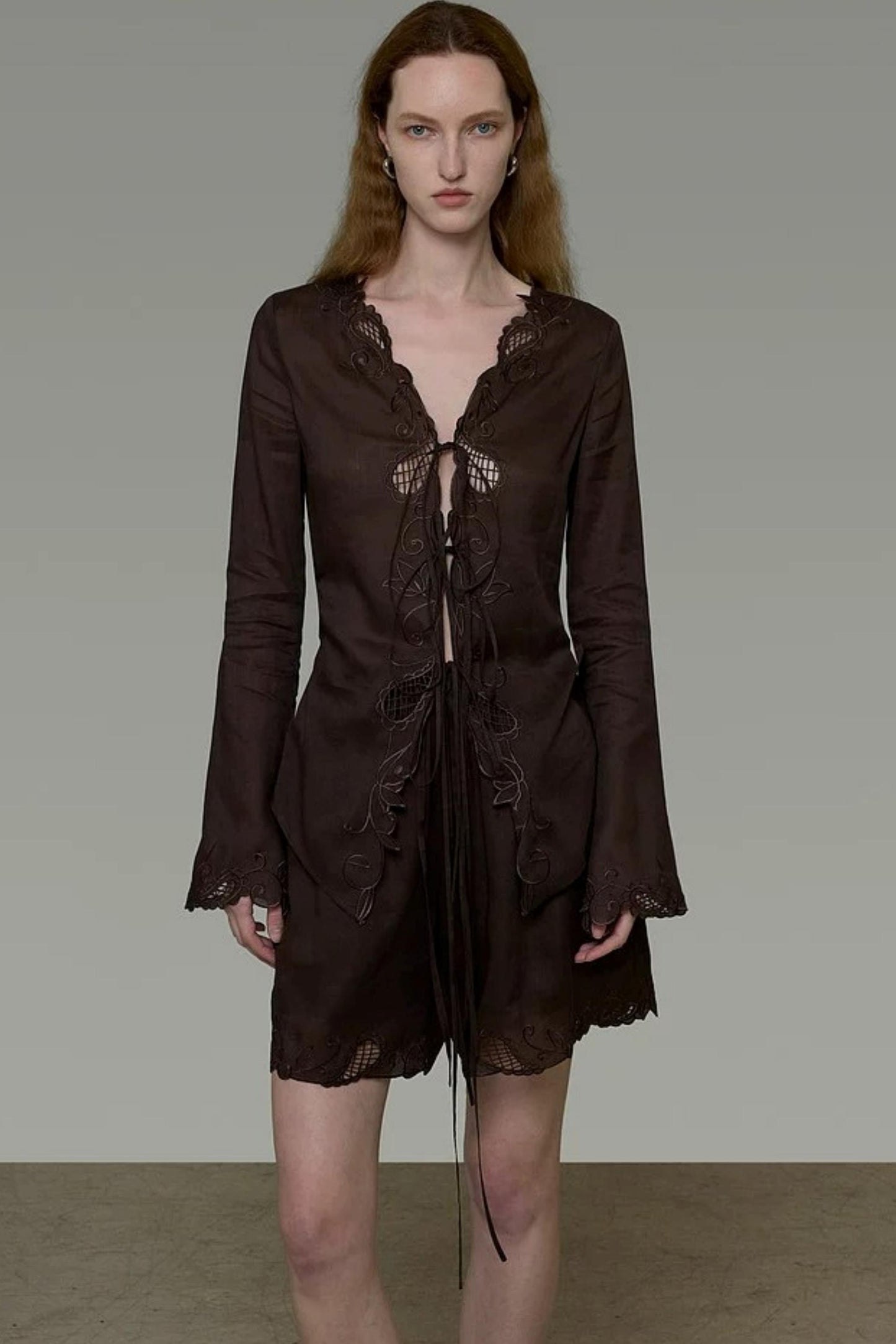 Embroidered Sun Protection Blouse Set-Up
