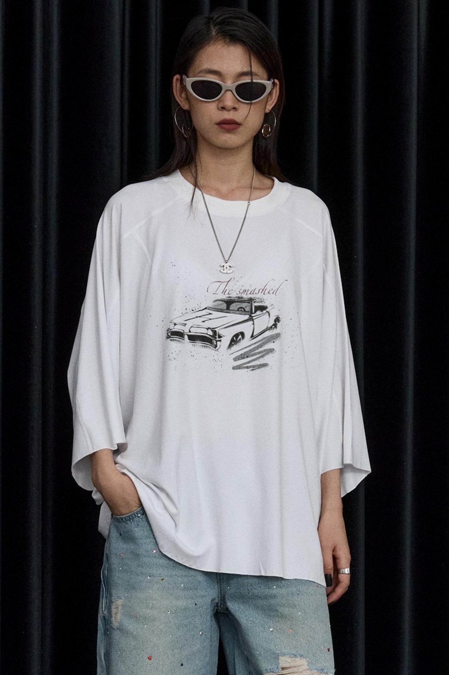 Vintage Car Print Cropped T-Shirt