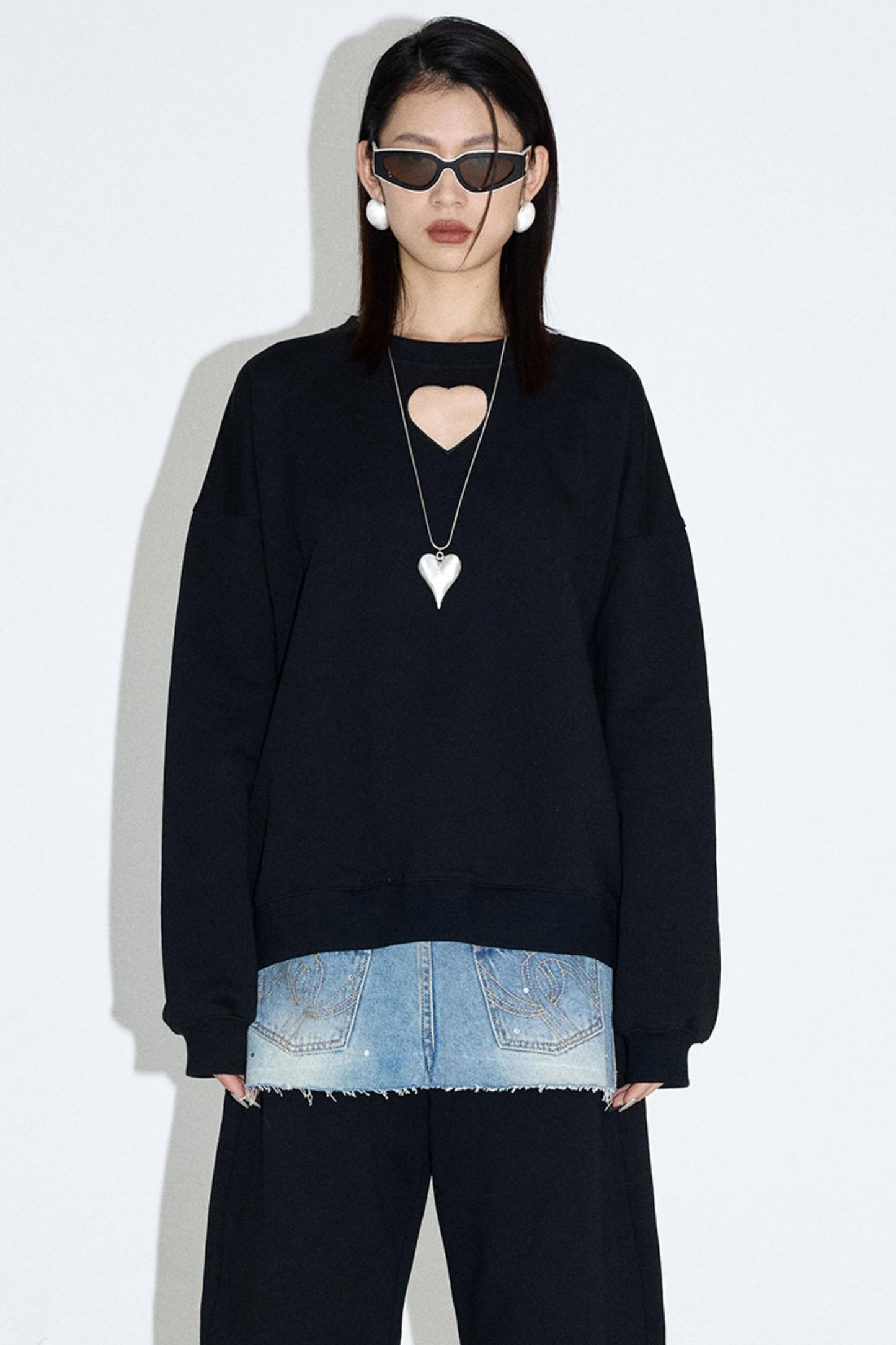 Embroidered Hollow Heart Top