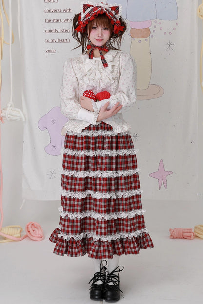 Red Plaid Lolita Skirt