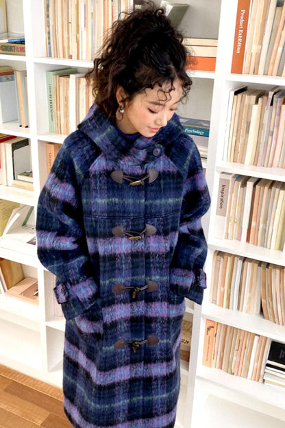 Retro Check Wool Coat Dress