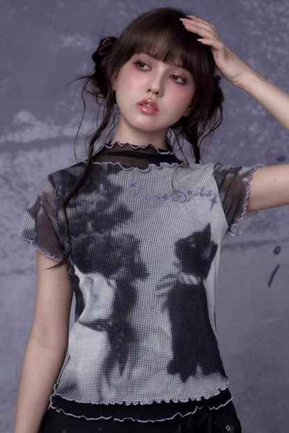 Retro Double-Layer Mesh Top