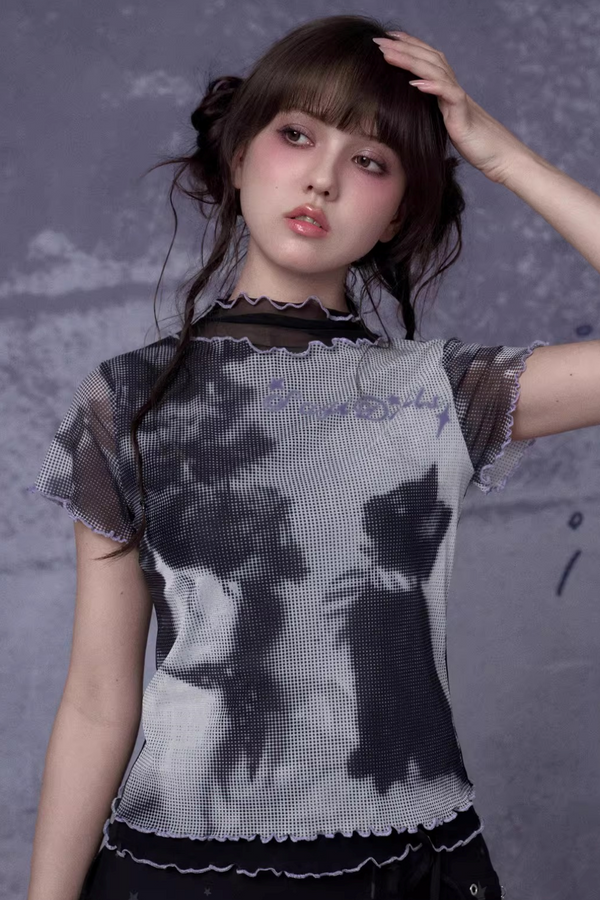 Retro Double-Layer Mesh Top