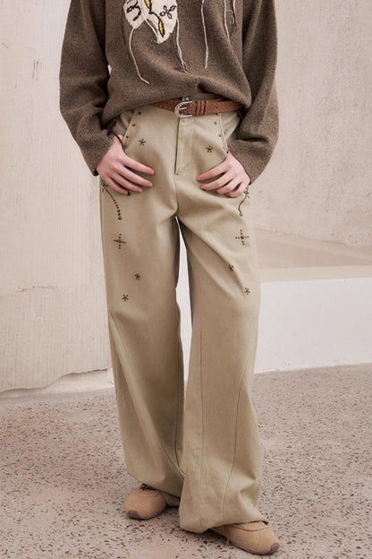 Diamond Straight Loose Wide Pants