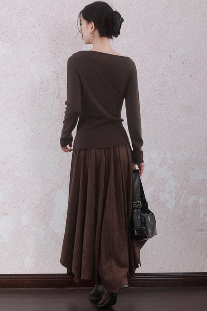 Tea Brown Pleated Sweater