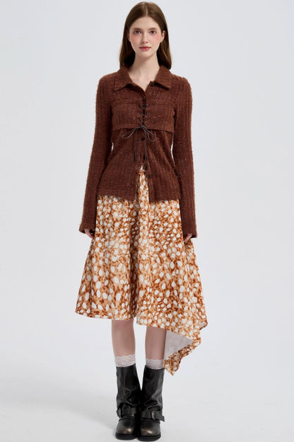 Autumn Corduroy Leopard Polka Dot Skirt