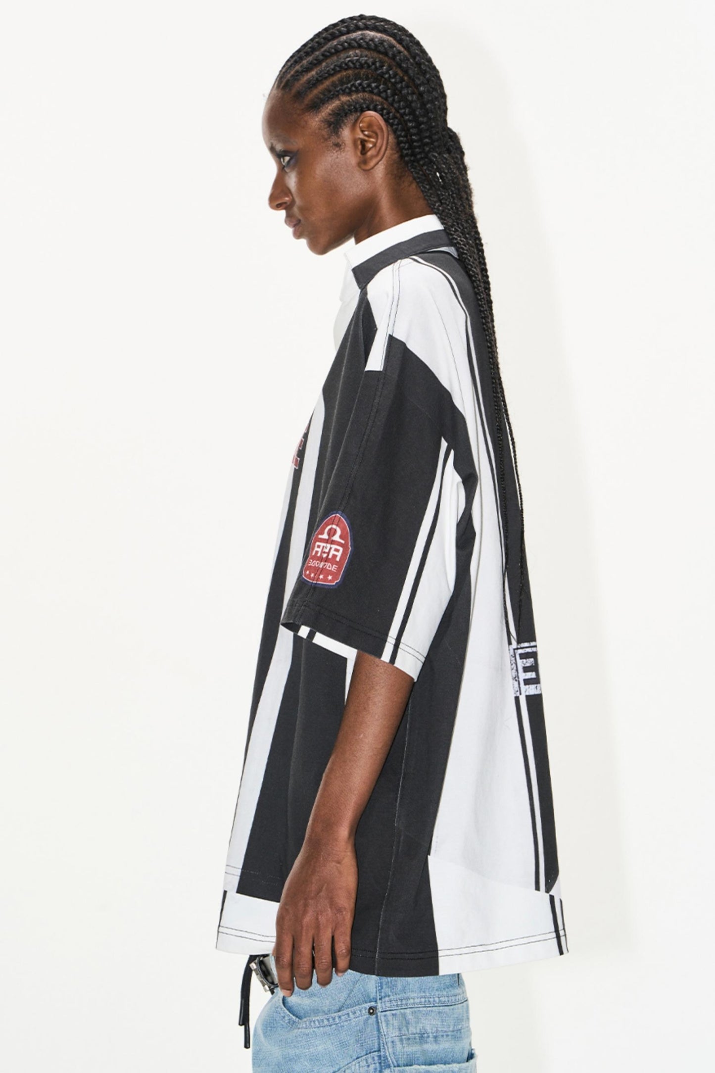 Striped V-Neck Polo Tee