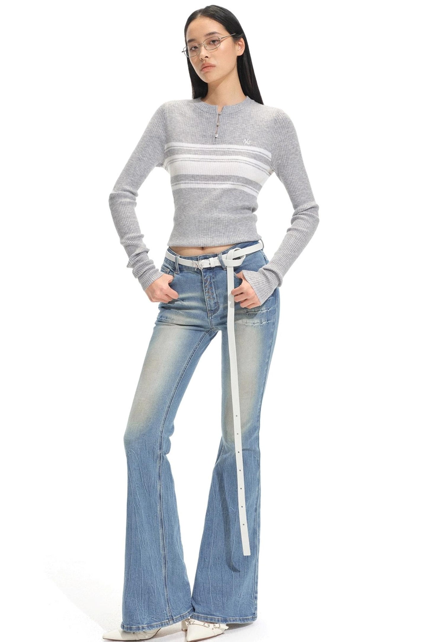 Stripe Wool Knit Cardigan