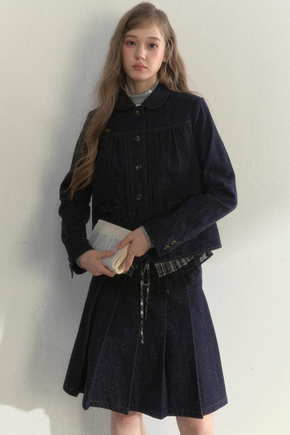 Retro Dot Denim Jacket Set-Up