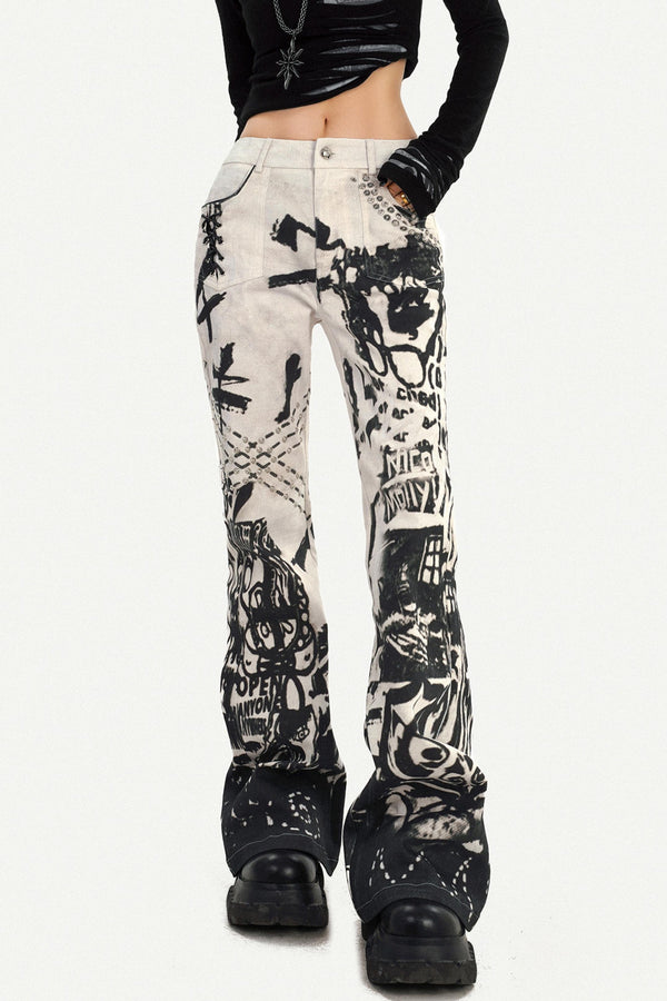 Retro Ink Painting Jeans