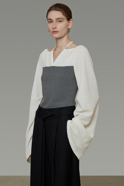 Contrast Round Neck Knit Top