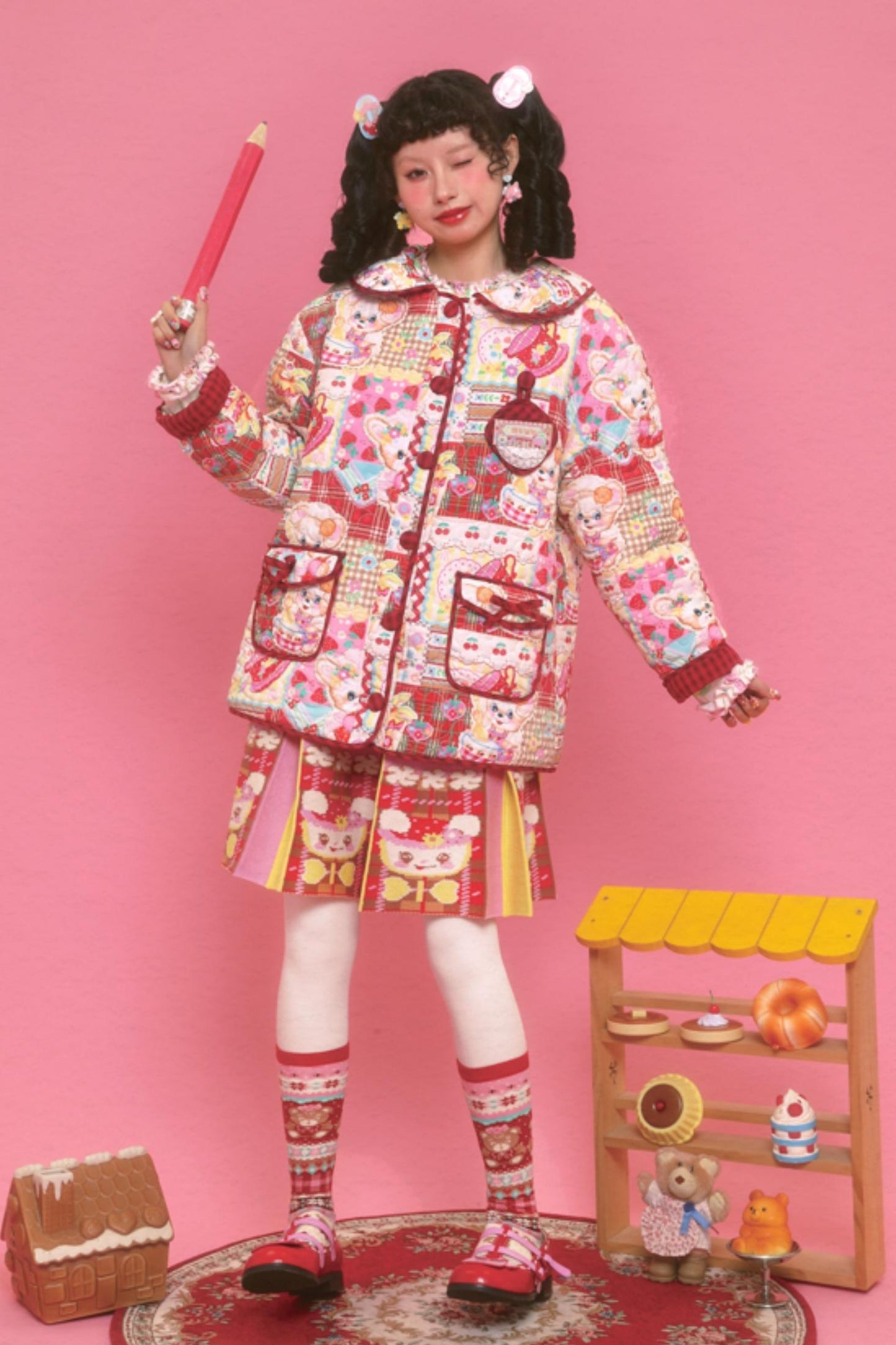 Red Patchwork Bunny Jacket