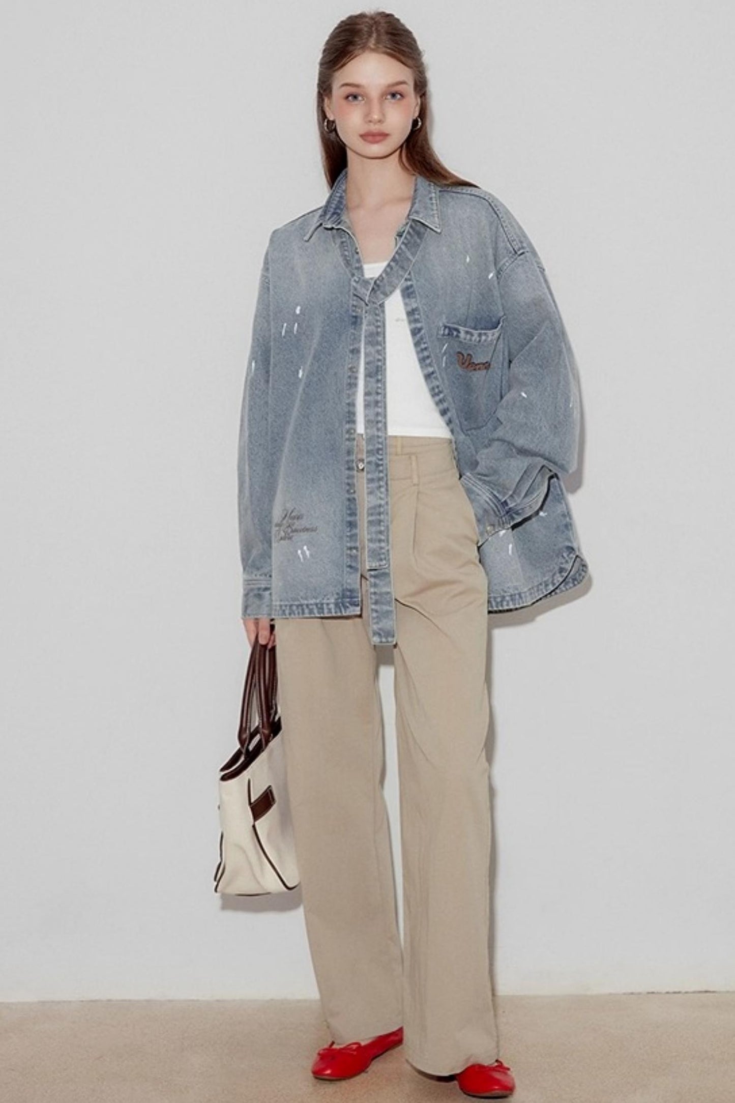 Washed Distressed Loose Denim Jacket