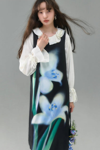 Rose Ruffled Long-Sleeved Shirt