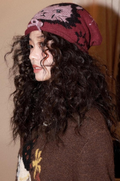 Knitted Cat Beanie Hat