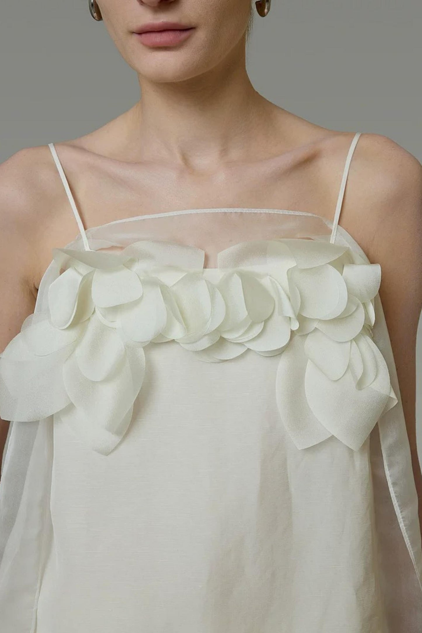 White Floral Camisole Skirt Set-Up