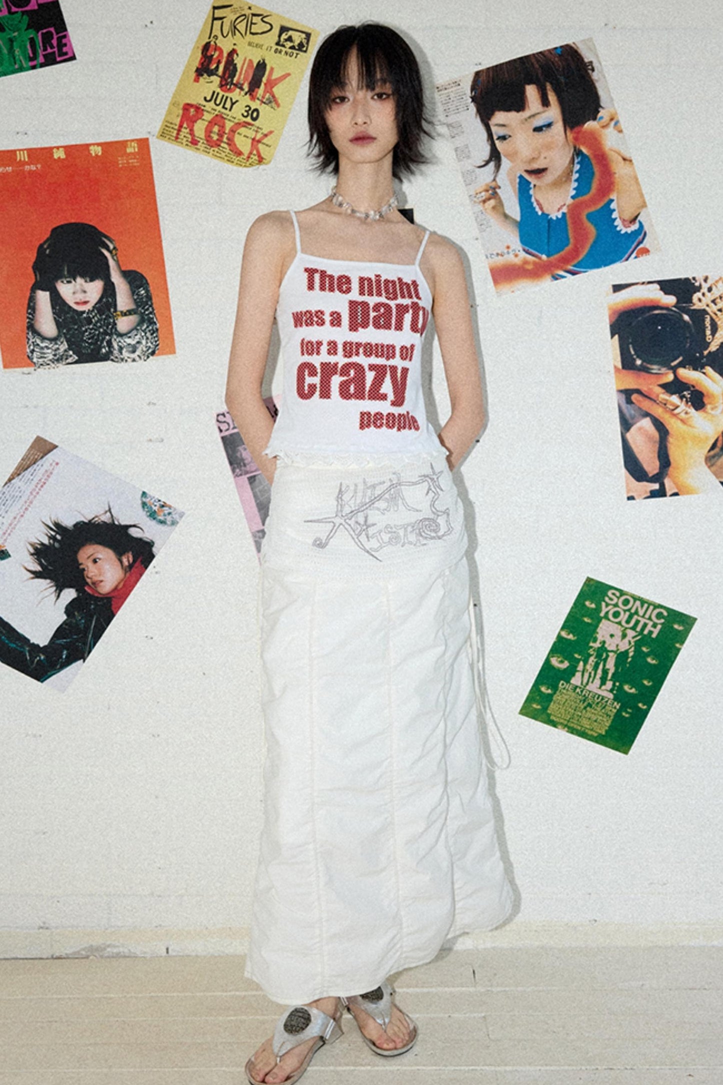 White Pleated A-Line Skirt