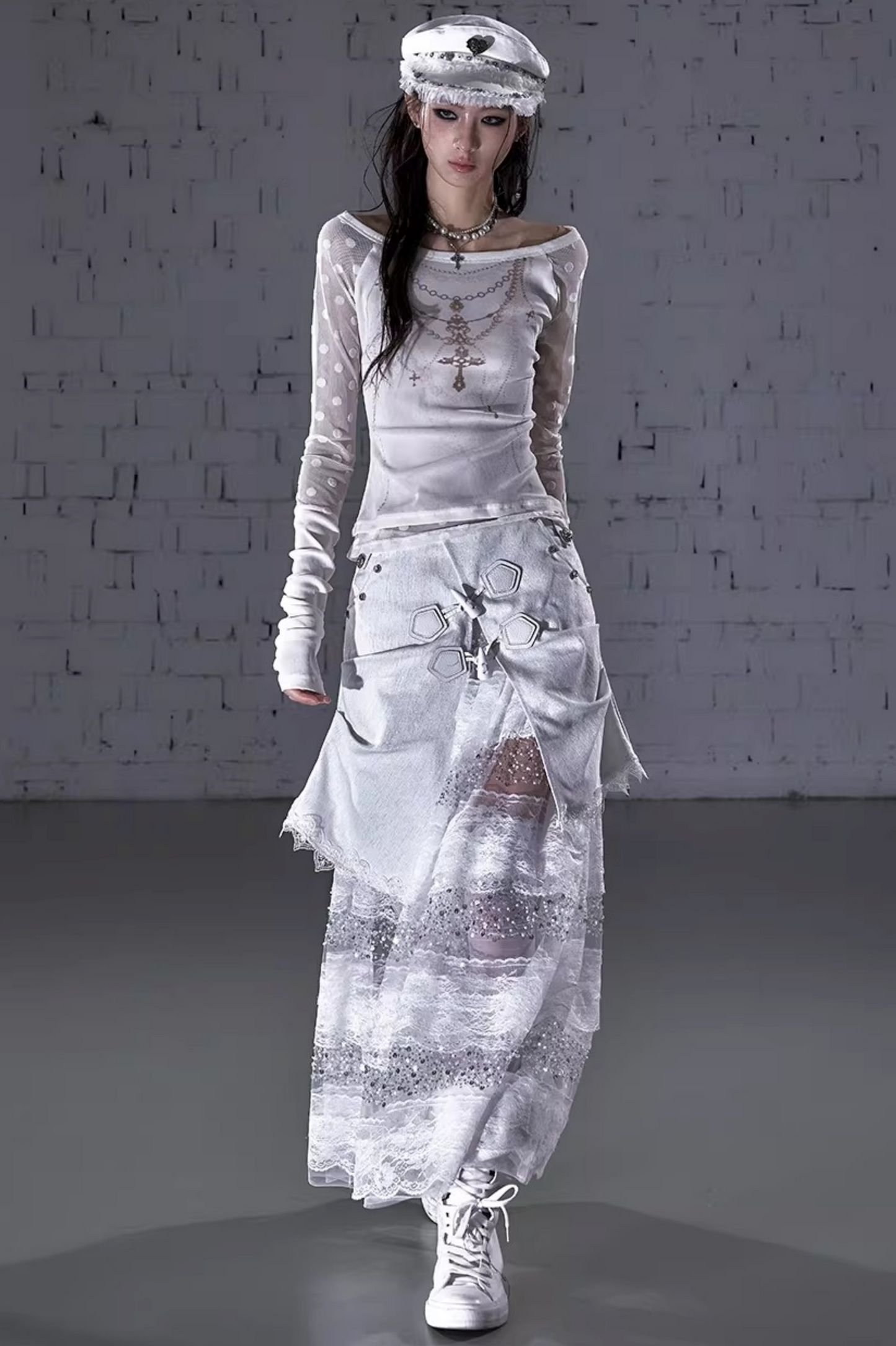 Barock beflockte Stickerei-Bluse