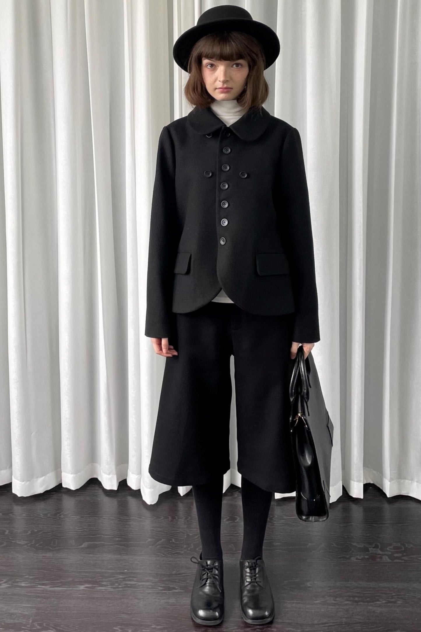 Versatile Black Woolen Suit Jacket