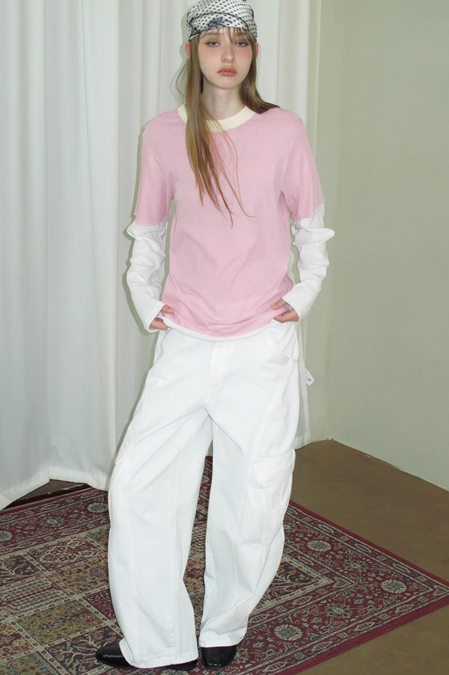 Fake Two-Piece Contrast Long Sleeve T-shirt