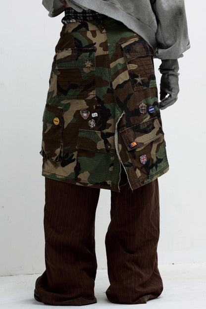 Camouflage Panel Straight-Leg Cargo Pants