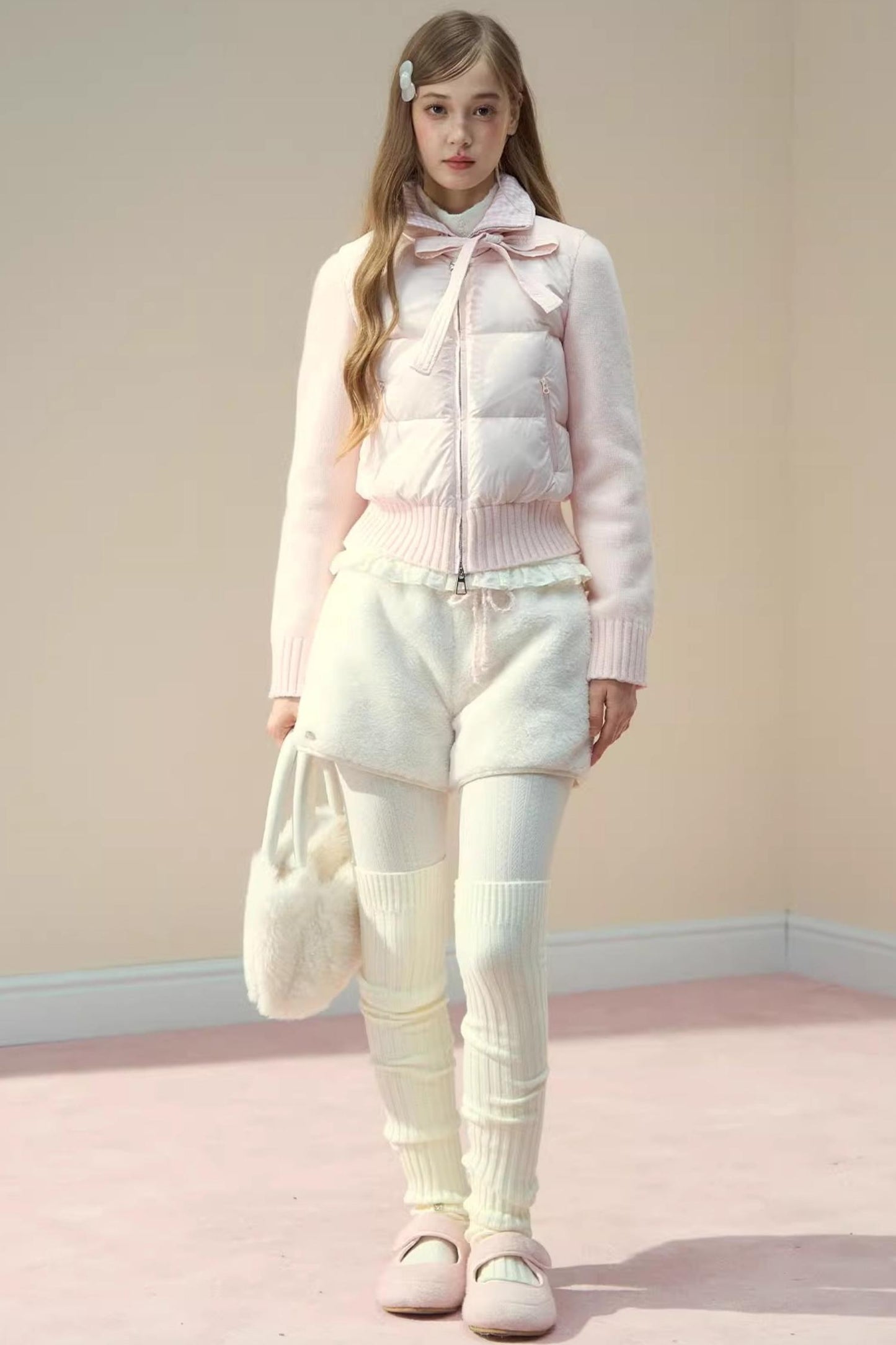 Pink Cloud Knitted Patchwork Jacket