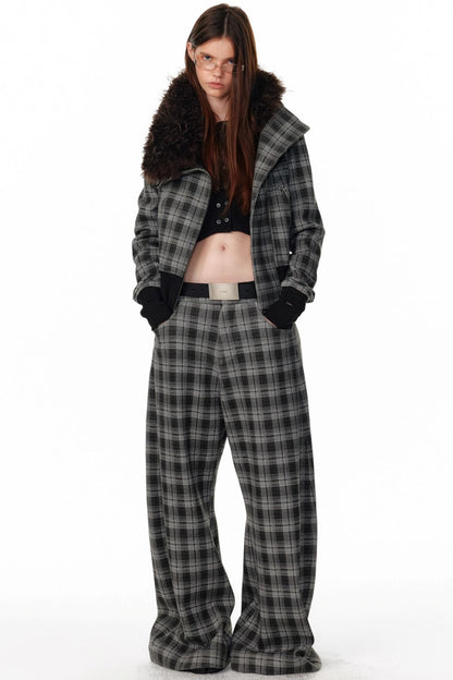 Retro Plaid Fleece Lined Sweatpants