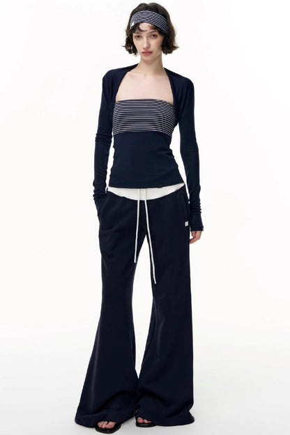 Flared Cotton Wide-Waisted Sweatpants