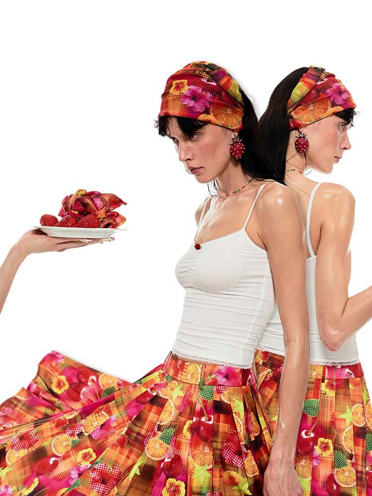 Summer Fruit Print Millennial Head Scarf/Tube Top