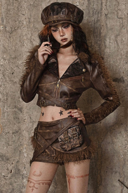 Halloween PU Leather Moto Jacket