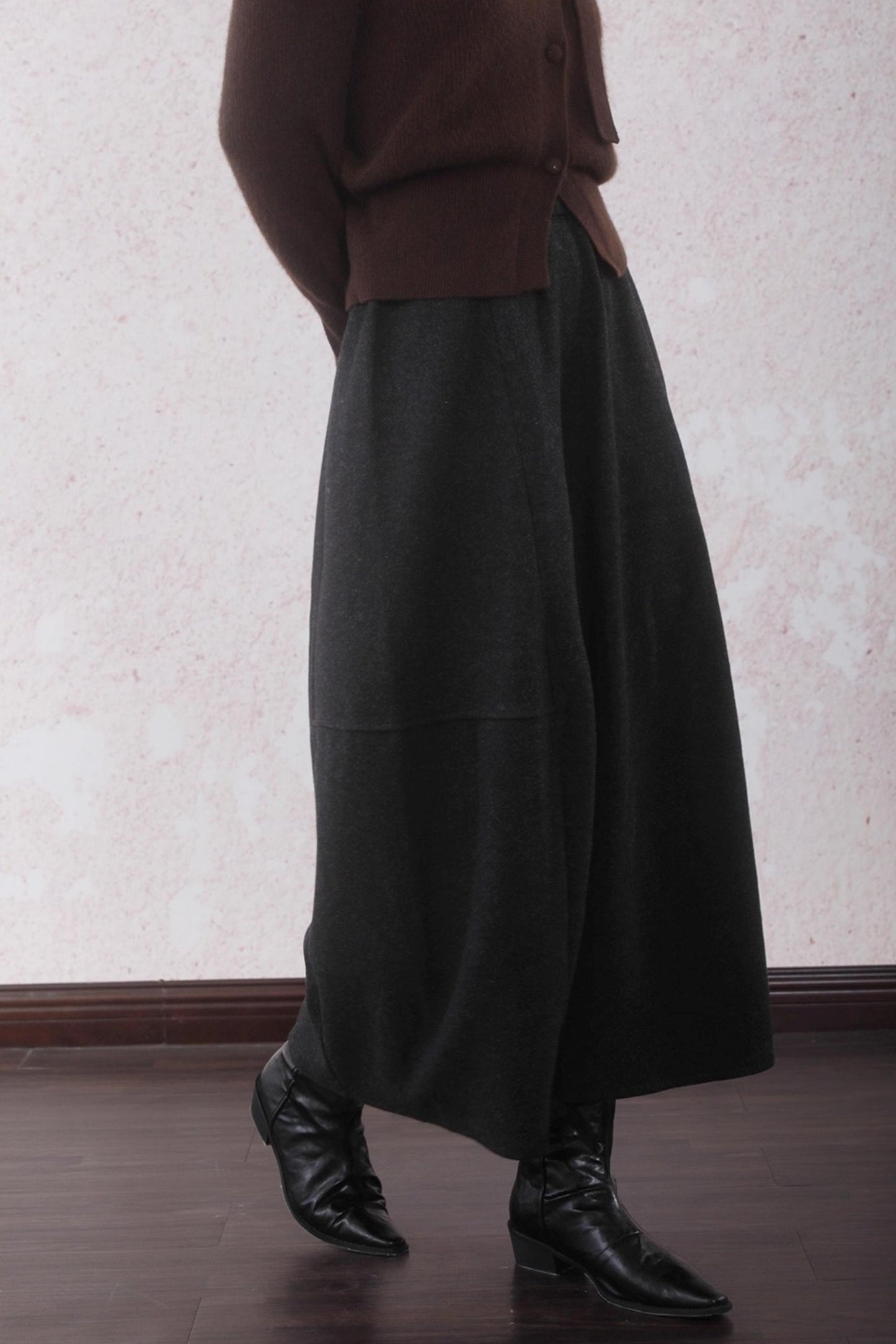 Gray Faux Tweed Warm Bud Skirt