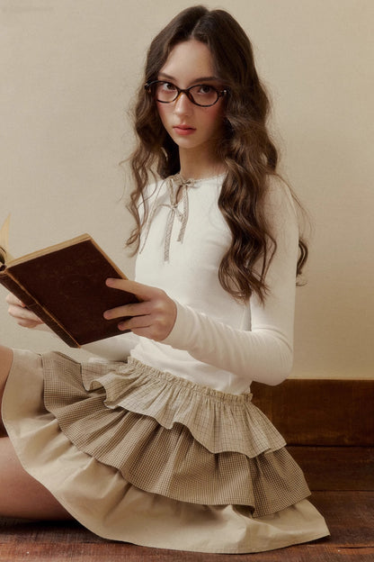 Retro Plaid Knit Tutu Skirt Dress