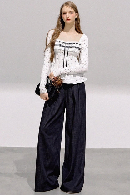 Lace Bow Polka Dot Top Set-Up