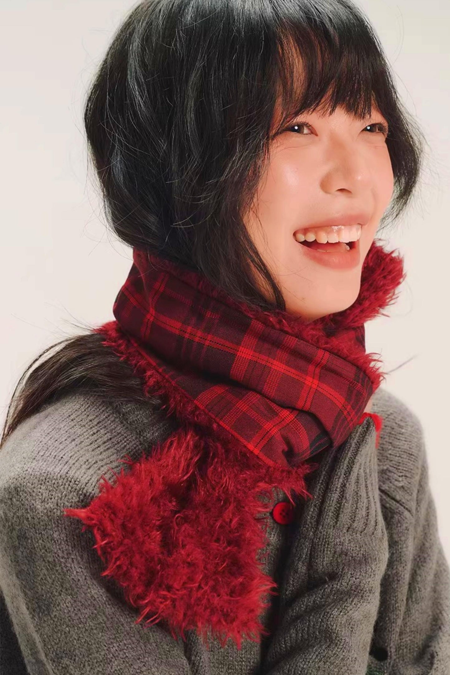 Plaid Wool Patchwork Scarf