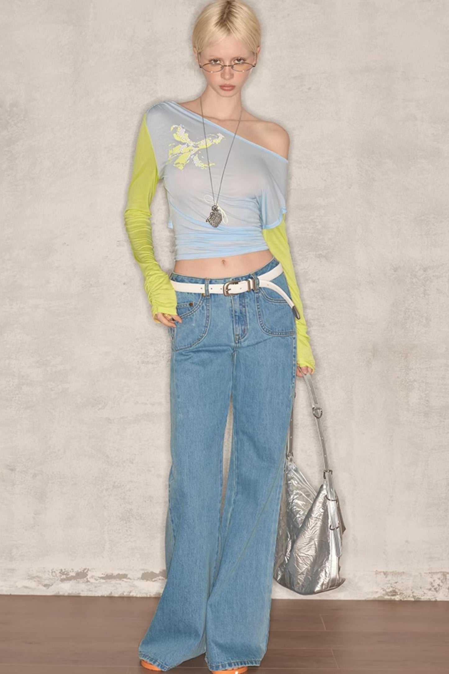 Wide-Leg Denim Pants