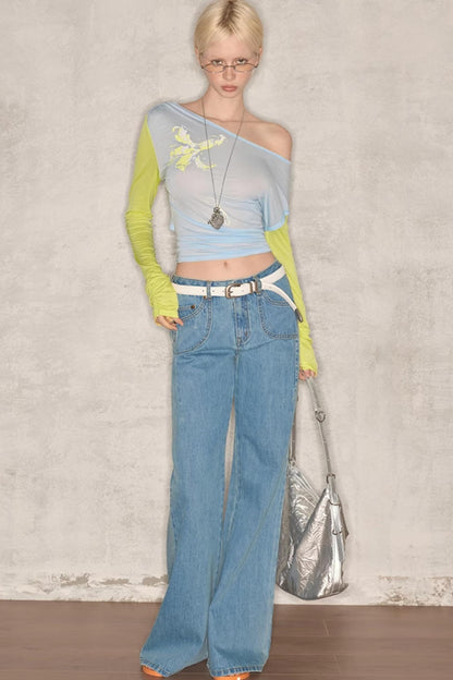 Wide-Leg Denim Pants