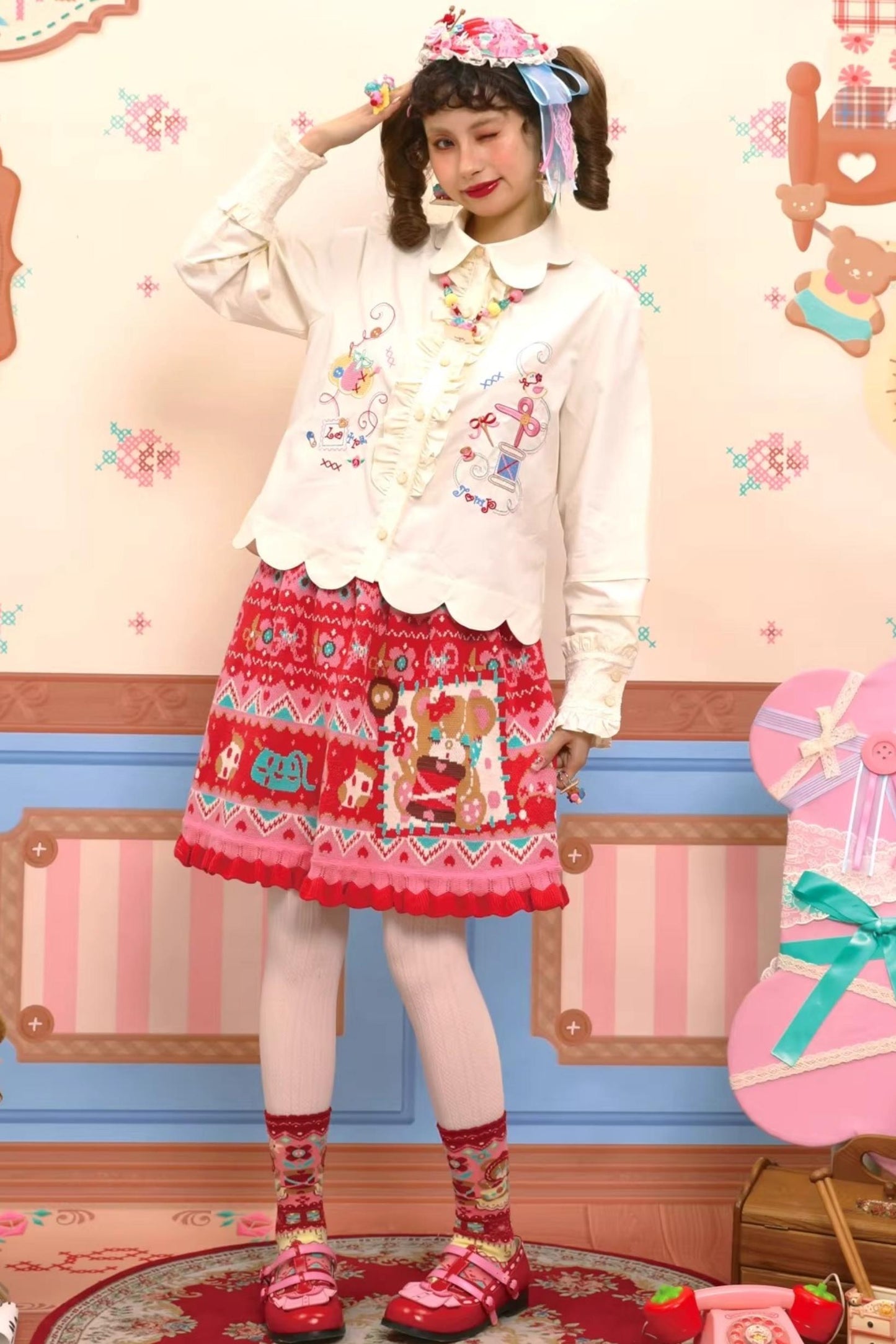 Fair Isle Knitted Lace Skirt