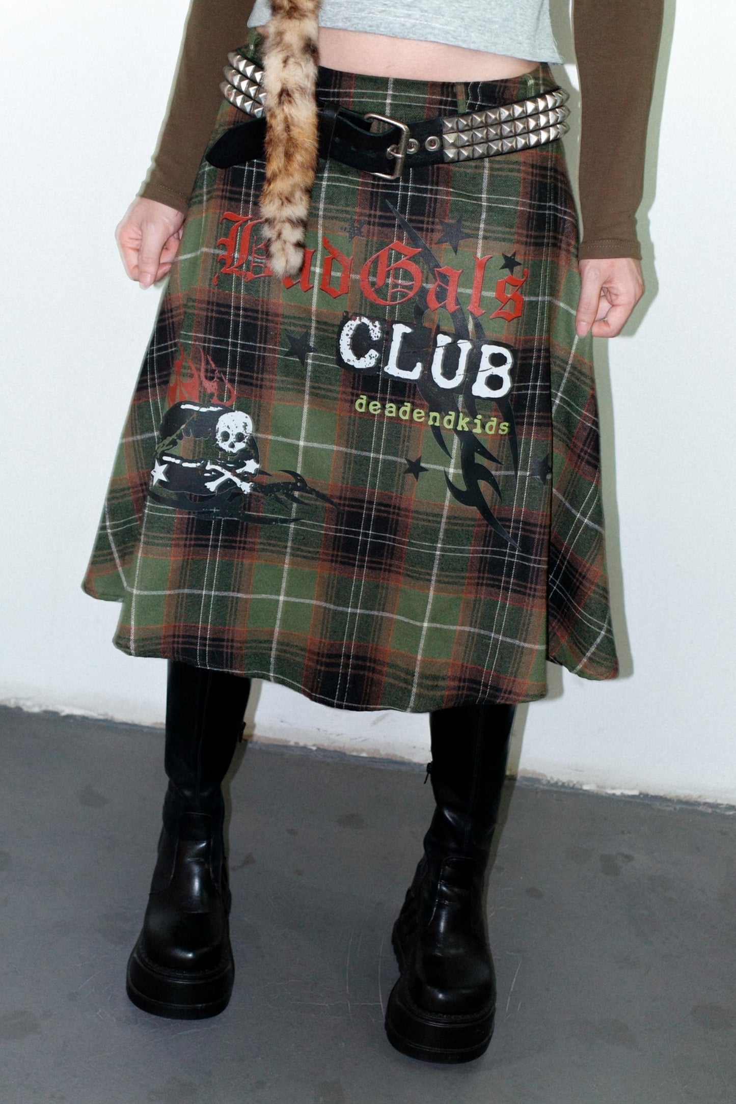 Punk Plaid Layered Skirt