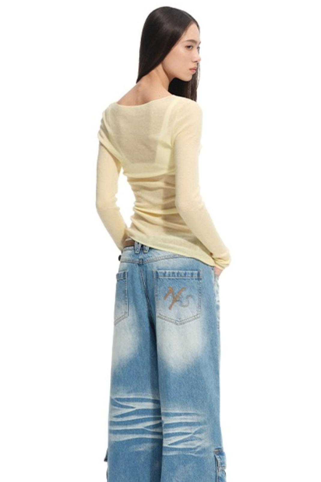 High Neck Long Sleeve Knit Wool Top