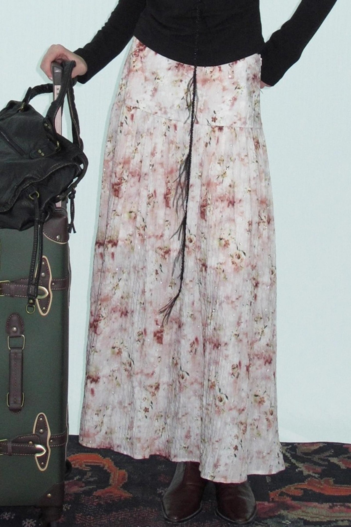 Shrink Silver Print Floral Skirt