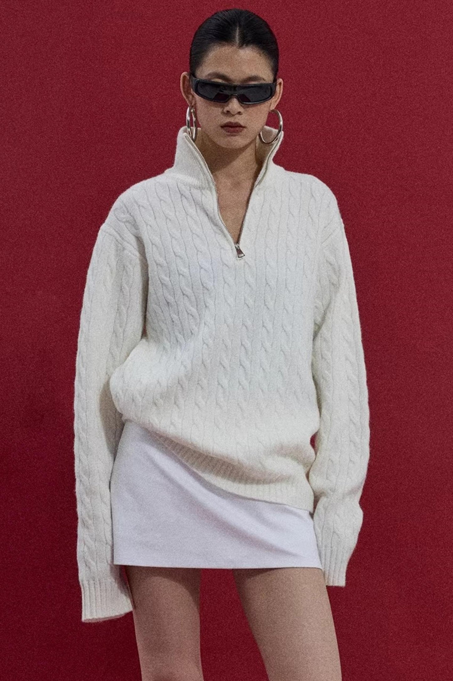 Three-Dimensional Cable Knit Sweater