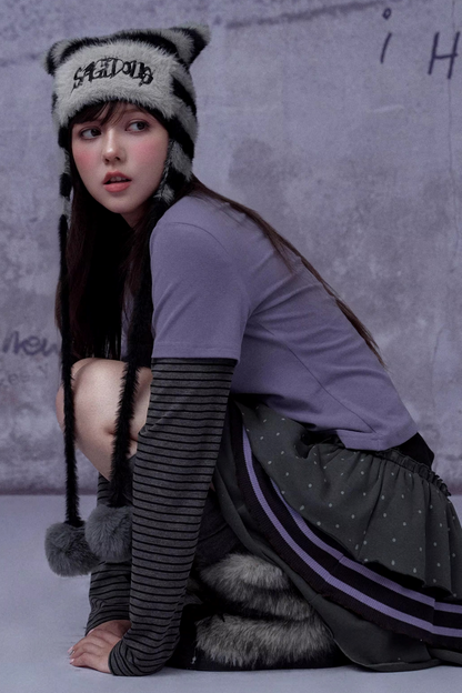 Gray-Purple Layered Cake Skirt