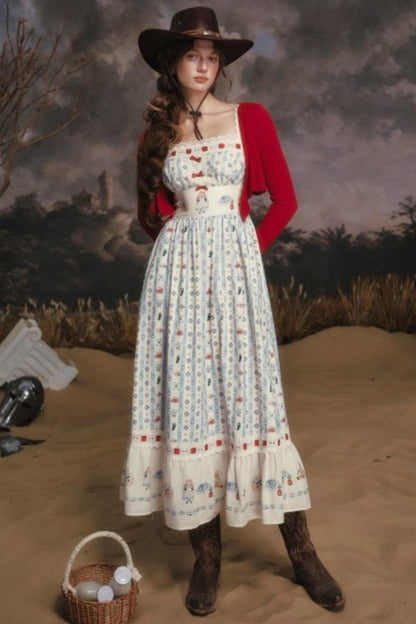 Pastoral Striped Dress Set-Up