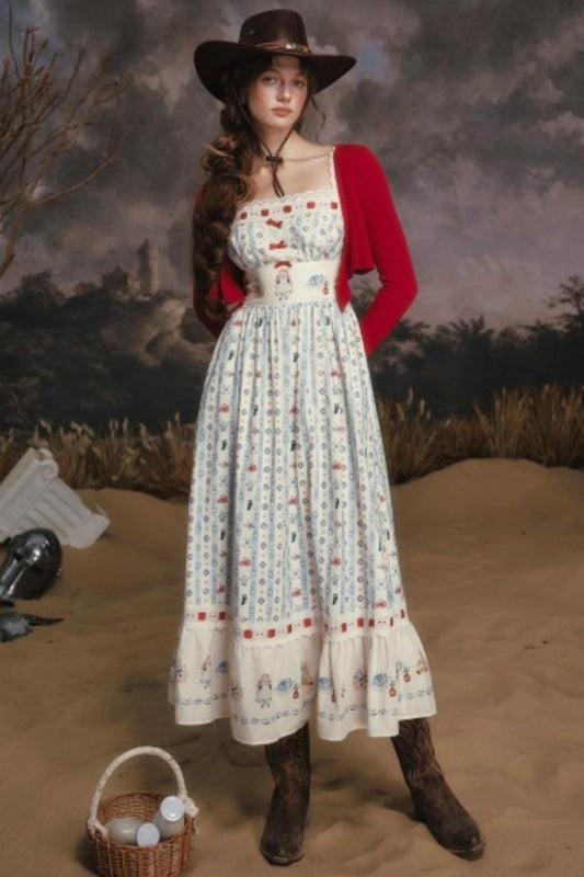 Pastoral Striped Dress Set-Up