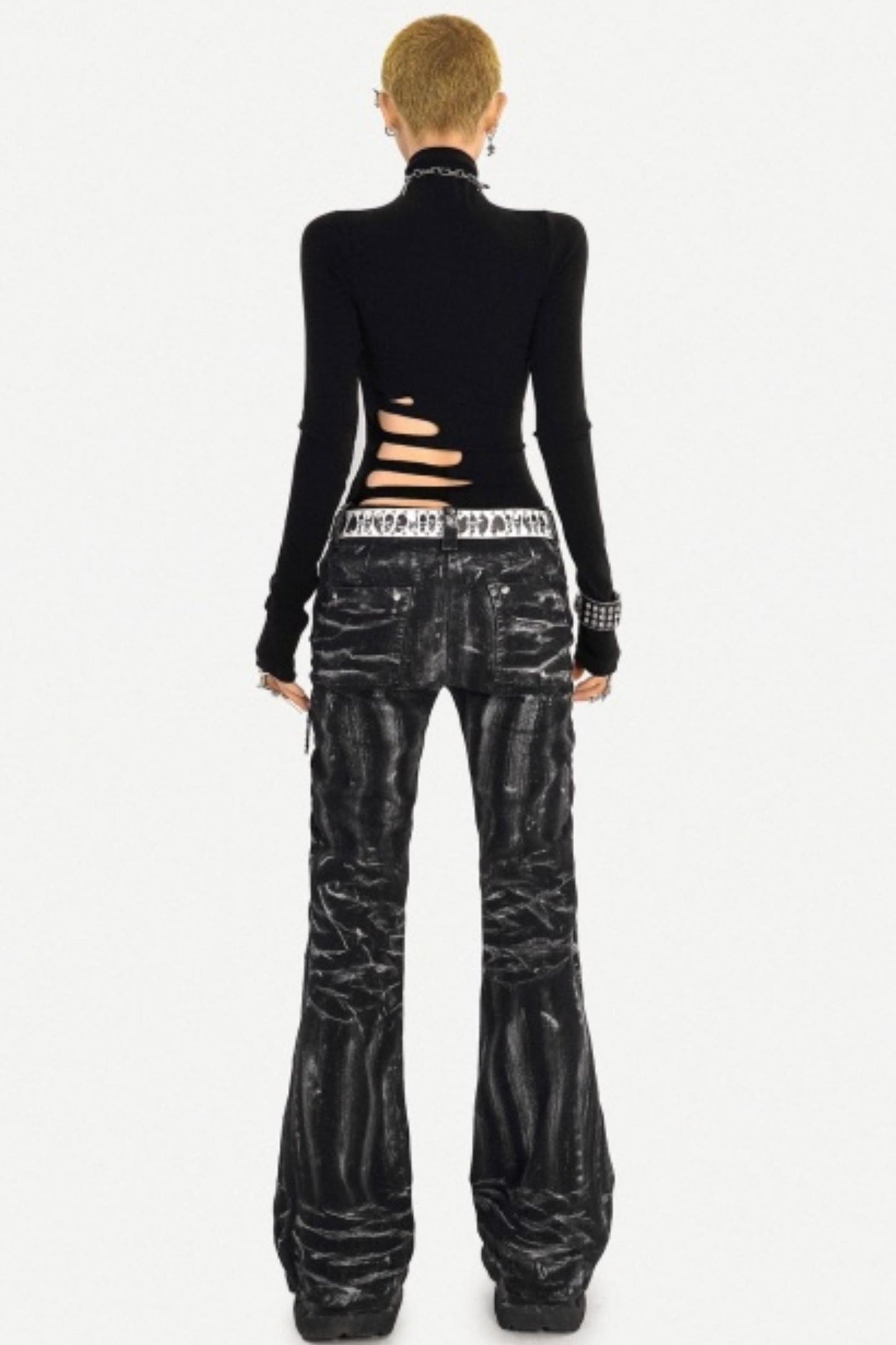 Deconstructed Black Denim Pants