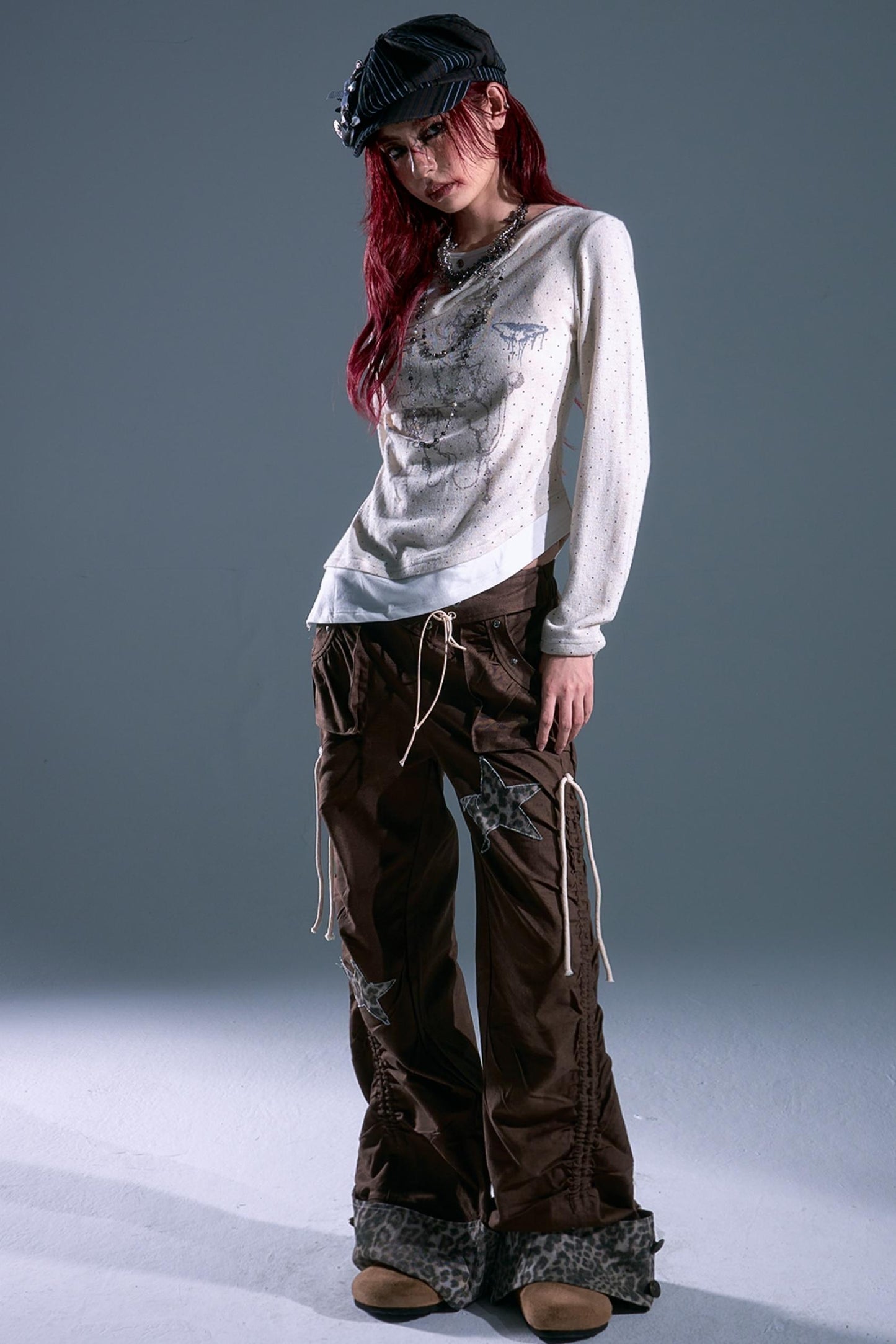 Vintage Polka Dot Swing Collar Top