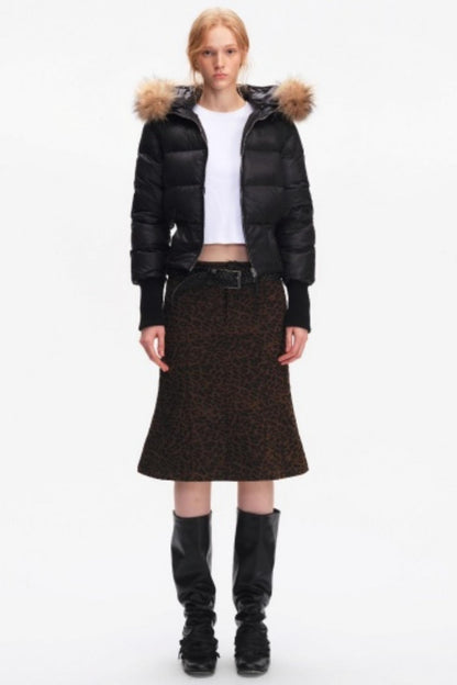 Leopard Print Fishtail Skirt